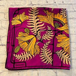 JACQMAR ARTSY FLORAL FAN FUCHSIA/BLACK/GOLDEN YELLOW/TAN MULTI COLORED SCARF O/S